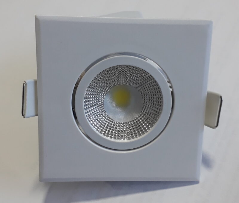 Spot de embutir quadrado direcionável LED COB 3w 6500k