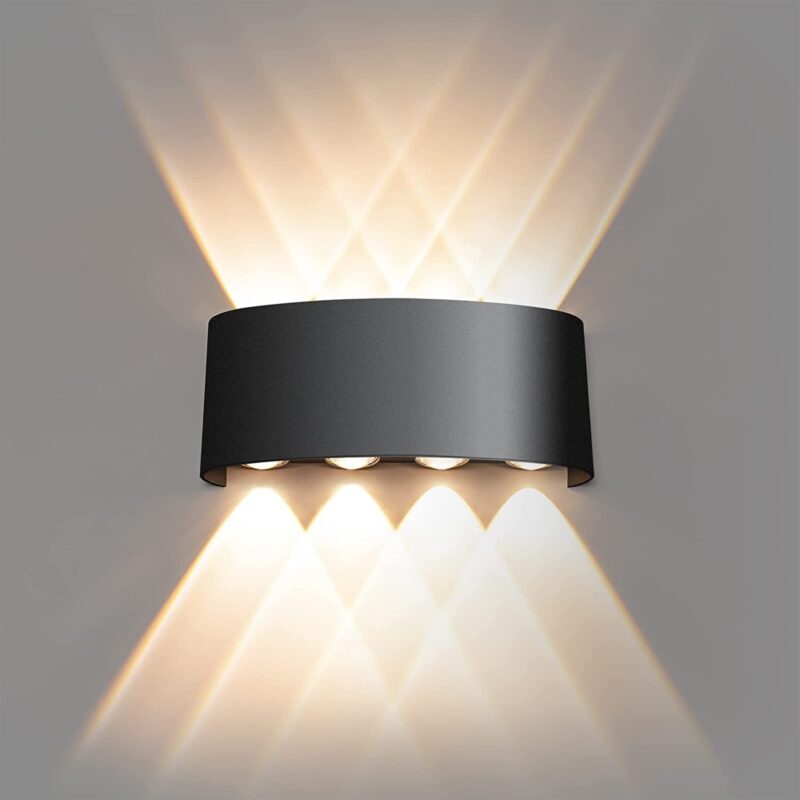 Arandela preta Foco 8 X 1w LED 3000k
