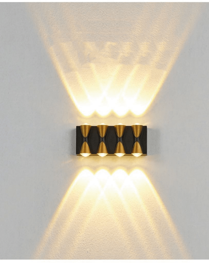 Arandela Preta/Dourado Foco 8X1w Led