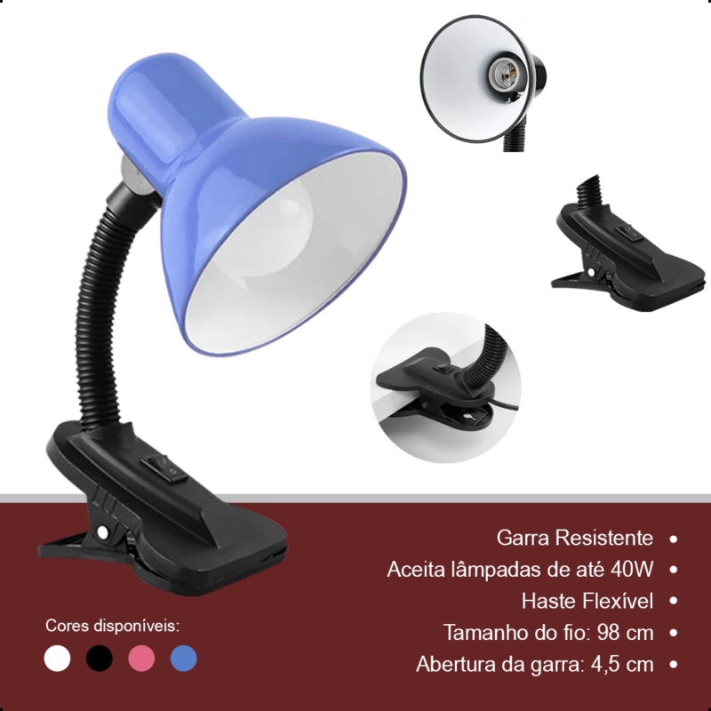 Abajur Luminária Base Garra Flexível Dobrável Articulável - Image 4
