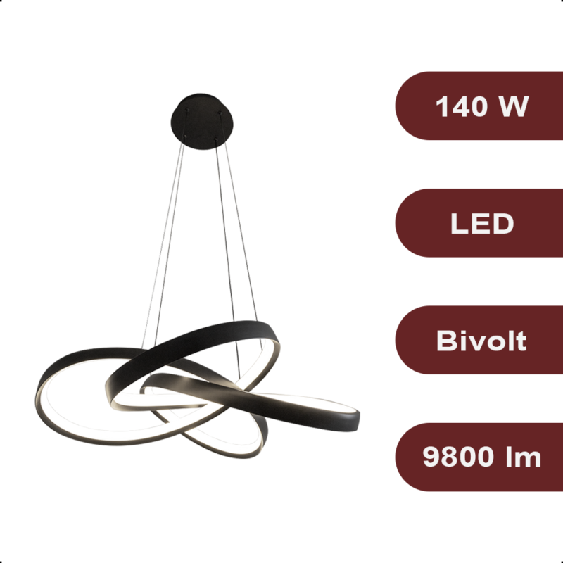 Lustre Pendente LED Moderno Retorcido 3 cores de luz - Image 4