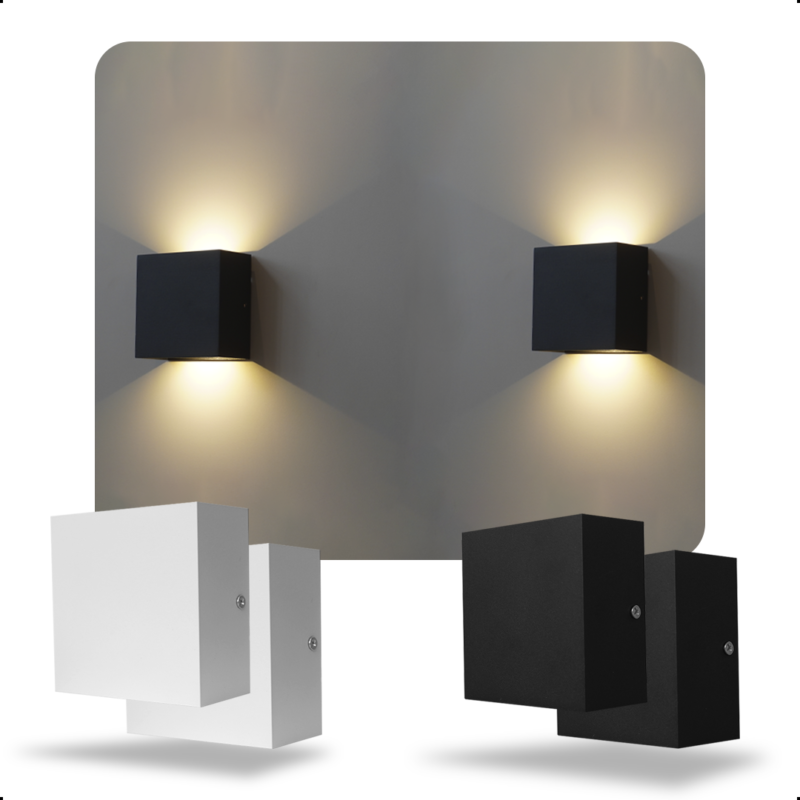 KIT 2 Arandela 2 Fachos Parede Muro Veneza Foco Duplo LED