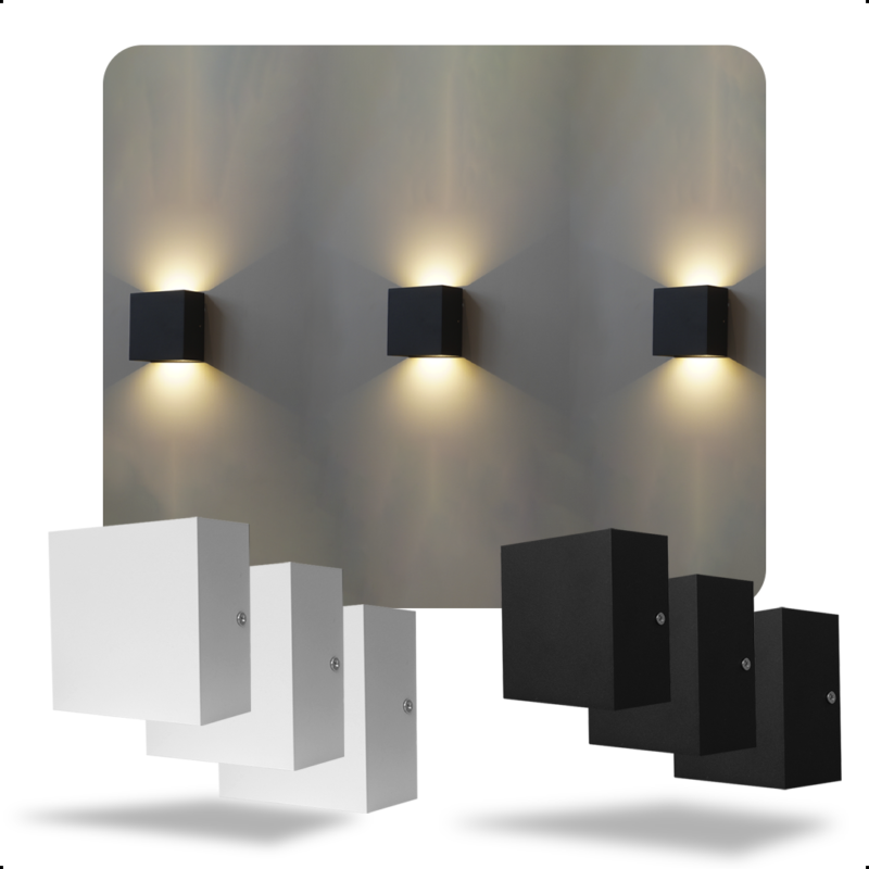 KIT 3 Arandela 2 Fachos Parede Muro Veneza Foco Duplo LED